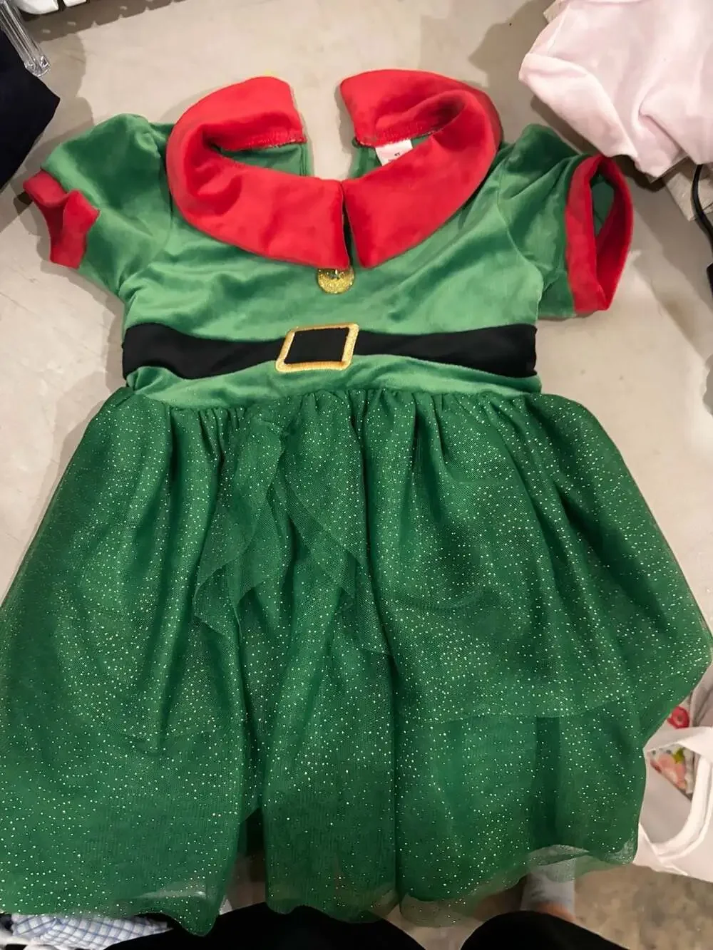 Holiday Time Toddler Girl Elf Velour Cosplay Dress